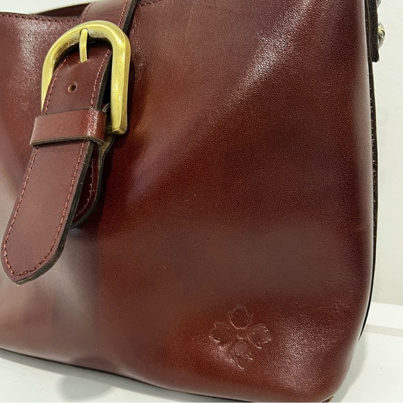 Patricia Nash Burgundy Satchel with Gold Buckle - Picture 4 of 11